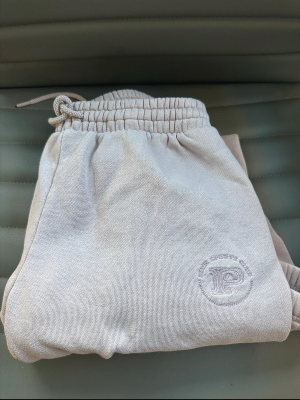 PINK Victoria's Secret Cream Kids Sweatpants with Embroidered Logo